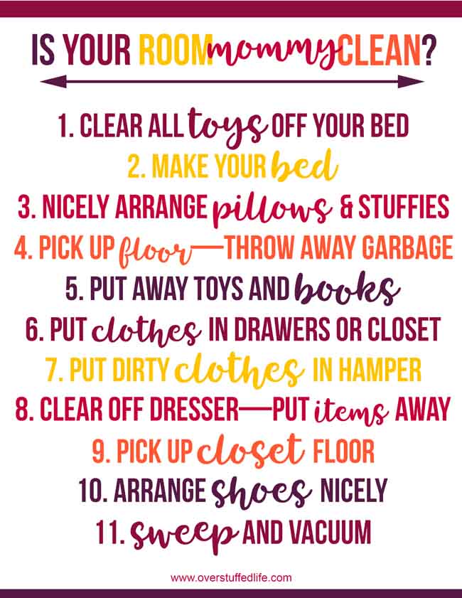 Printable Cleaning Checklist for Your Kid's Bedroom ...