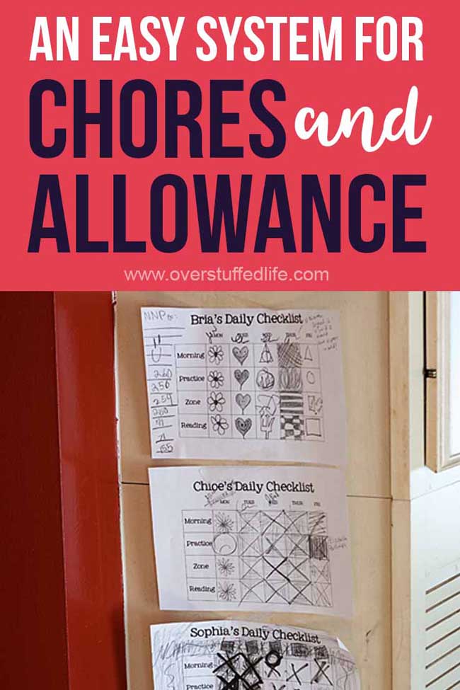 This is a simple chore system that pays allowance to your kids. It is checklist based, motivates the kids, and actually works!