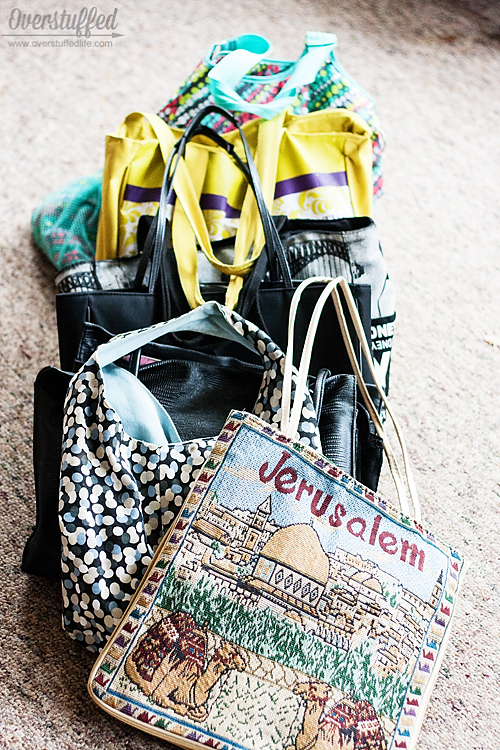 Have too many bags? Give them a specific assignment and get rid of the rest.