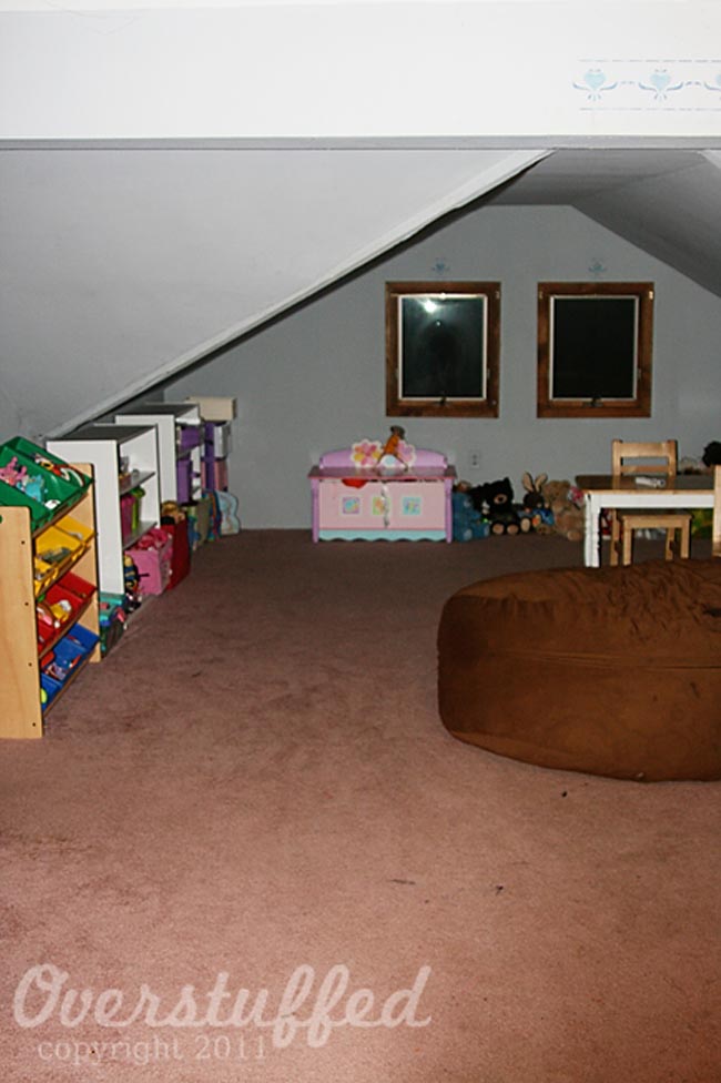 The playroom before it was recarpeted and painted.