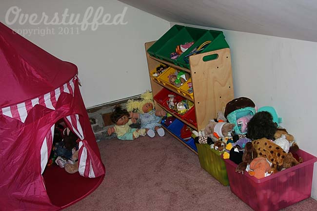 We moved the toys into a large closet so we could use the main room for other things.