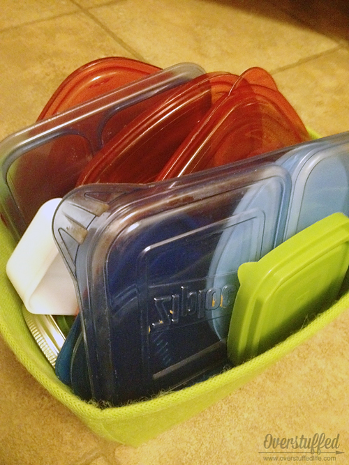 Using a bin for just tupperware lids is a great idea, but keep it from gathering things that don't belong.
