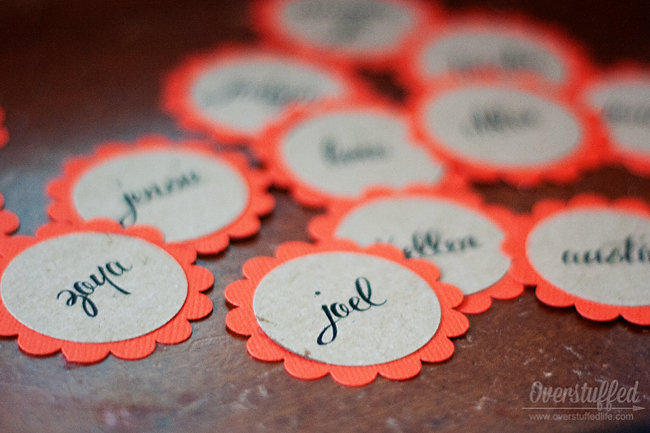 Simple place cards for Thanksgiving using punches.