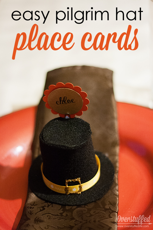 How to make cute pilgrim hat Thanksgiving place cards. They are very simple to make!