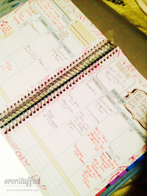 Using a Mom on the Go planner to plan my weeks out the way I like it. Best planner ever.