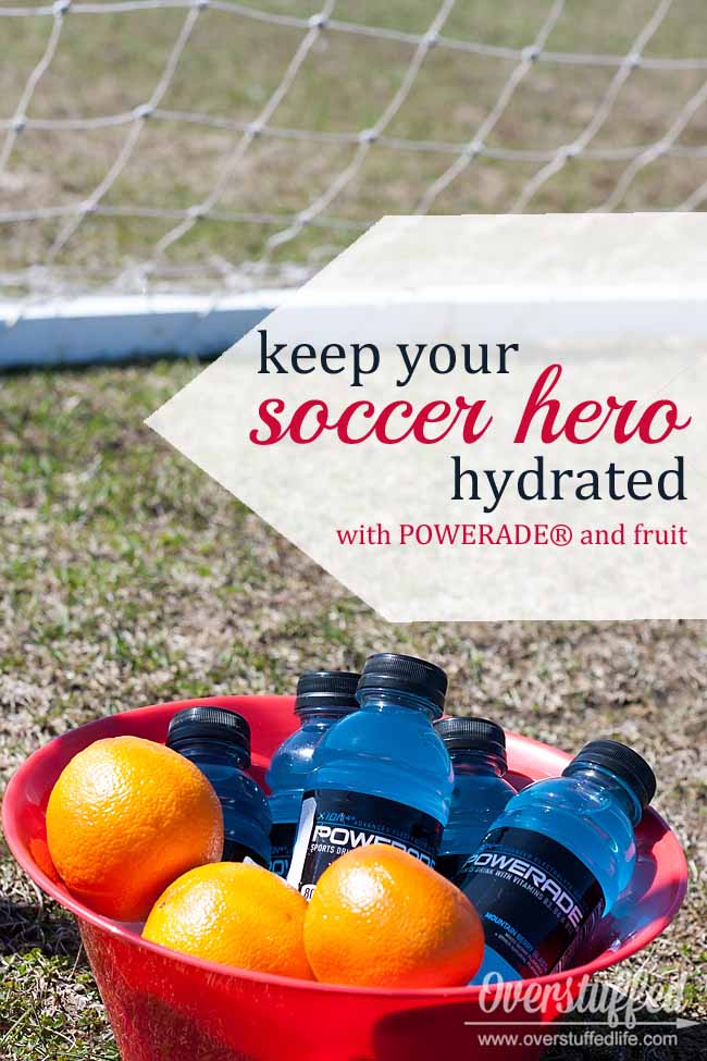 Keep your soccer hero hydrated with foods and drinks that have been proven to replenish the electrolytes lost during play. Also, make a fun mesh soccer snack kit to hand out at soccer practices and soccer games. #overstuffedlife