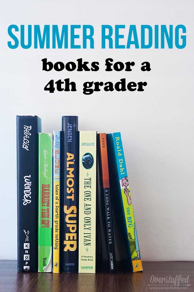 Reading over the summer helps prevent summer learning loss. A list of age-appropriate books for a child who will be a fourth grader in the fall.