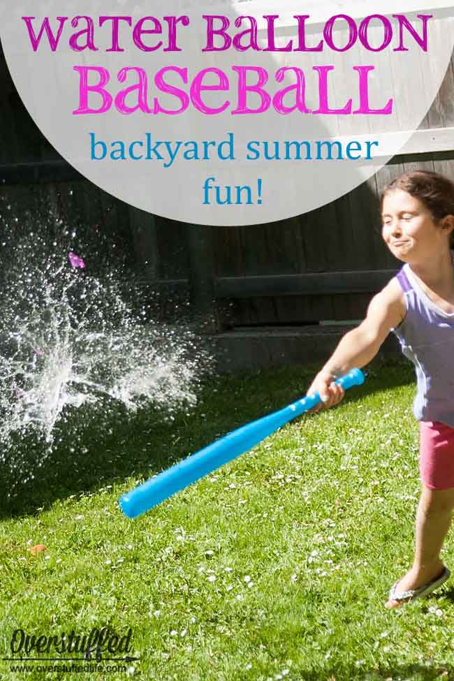 Get your kids outside having a great time without spending much money! Try water balloon baseball--the kids will love it!