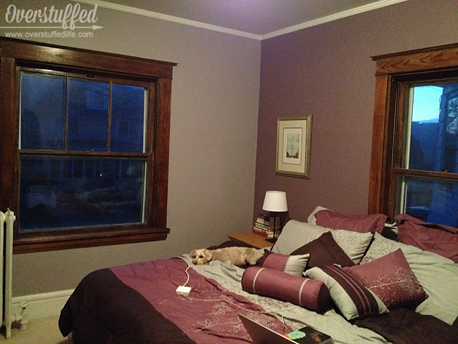 Repainted bedroom--Sherwin Williams Beguiling Mauve and Soulmate