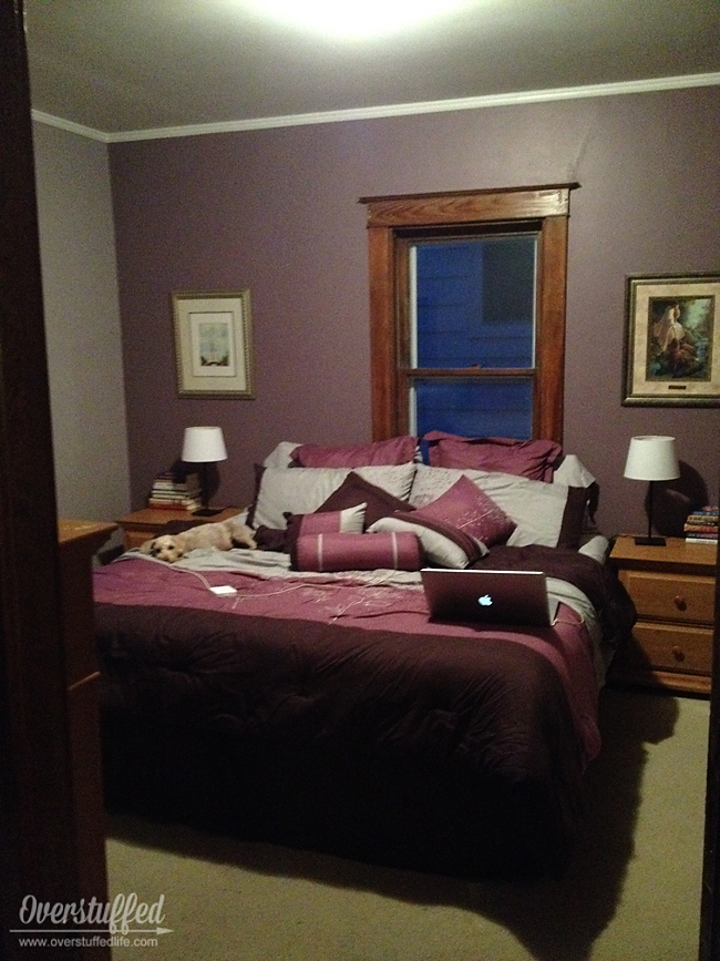 Repainted bedroom--Sherwin Williams Beguiling Mauve and Soulmate