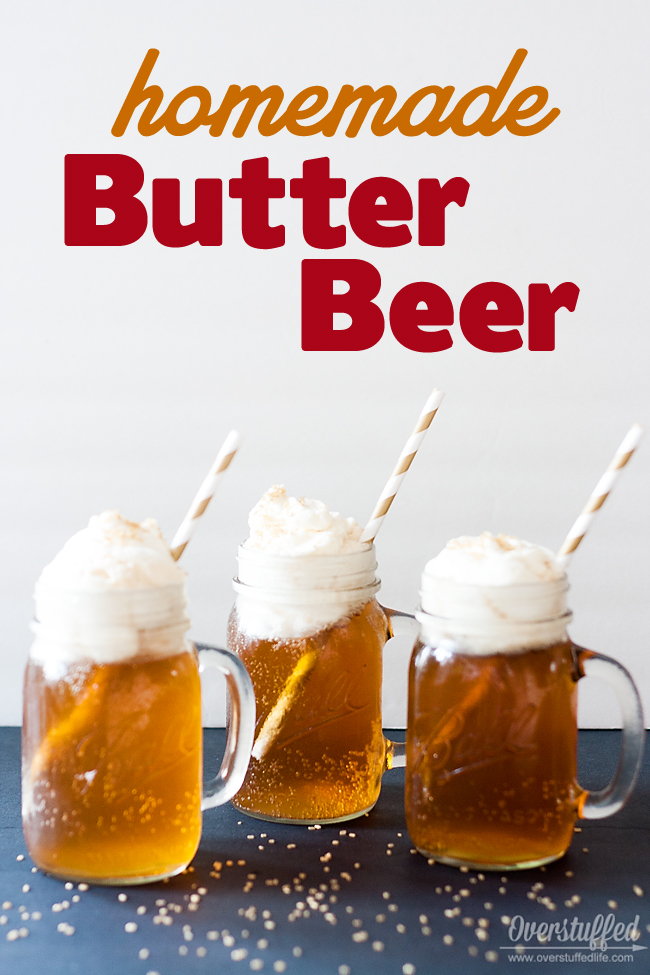 Easy recipe for Harry Potter Homemade Butter Beer. Delicious! #overstuffedlife