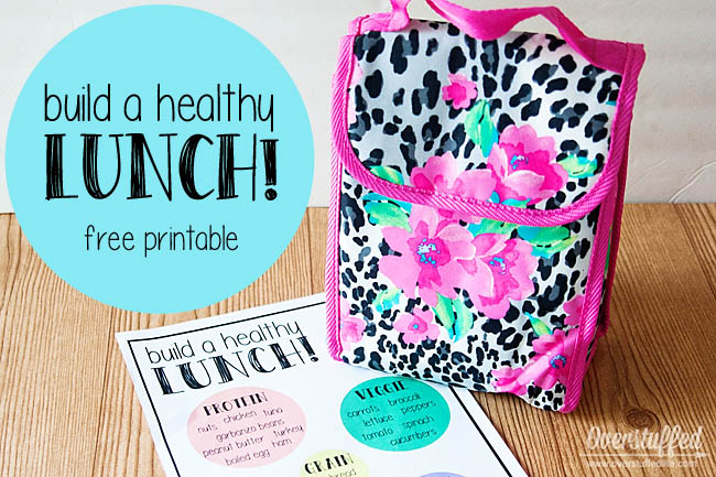 A free printable to help your kids know how to pack a healthy lunch for school. Hang the printable in the pantry and let them fill their lunchboxes by themselves. #overstuffedlife