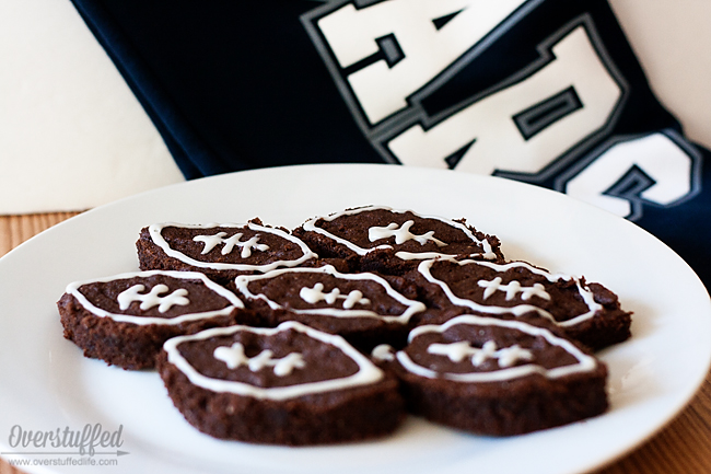 Gluten-free fudgy brownies. Easy to make, and very delicious! Make them football shaped for your next game day party!