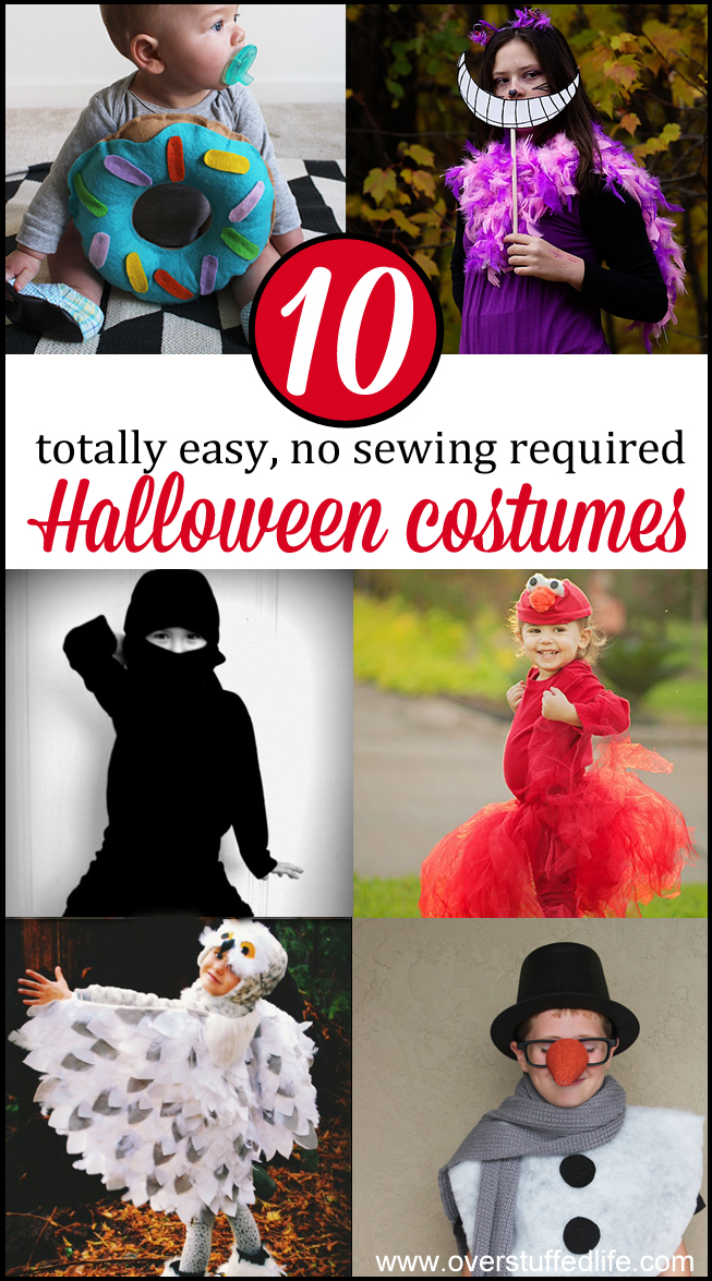 Too busy to make an elaborate Halloween costume for your kids this year? Try one of these super easy, no sew costumes! #overstuffedlife