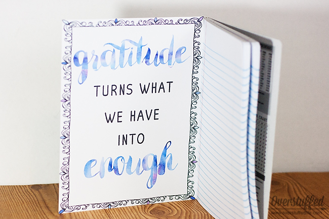 Make an easy and inexpensive gratitude journal with this free printable.