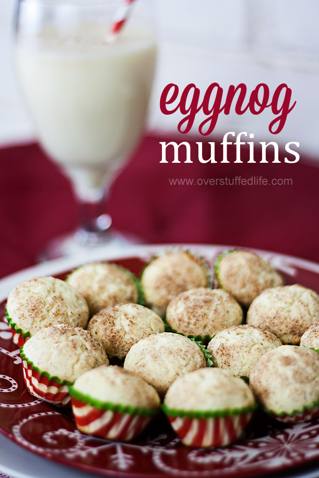 Eggnog Muffin recipe. Such a great way to bring some Christmas cheer to your breakfast this holiday season! #overstuffedlife