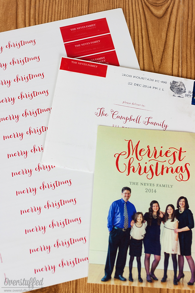 Do you skip sending Christmas cards because it's just too stressful? Here are some tips for keeping it easy and organized, and getting it all done early. #overstuffedlife