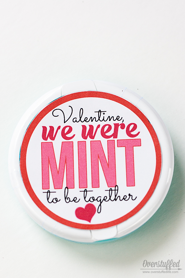 Make this cute Valentine with a round package of mints and this adorable free printable. #overstuffedlife