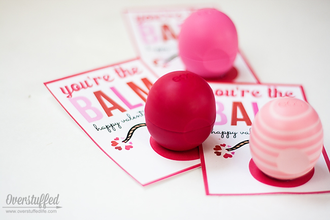 Use pink and red colored EOS balm to make fun Valentine's Day Cards.