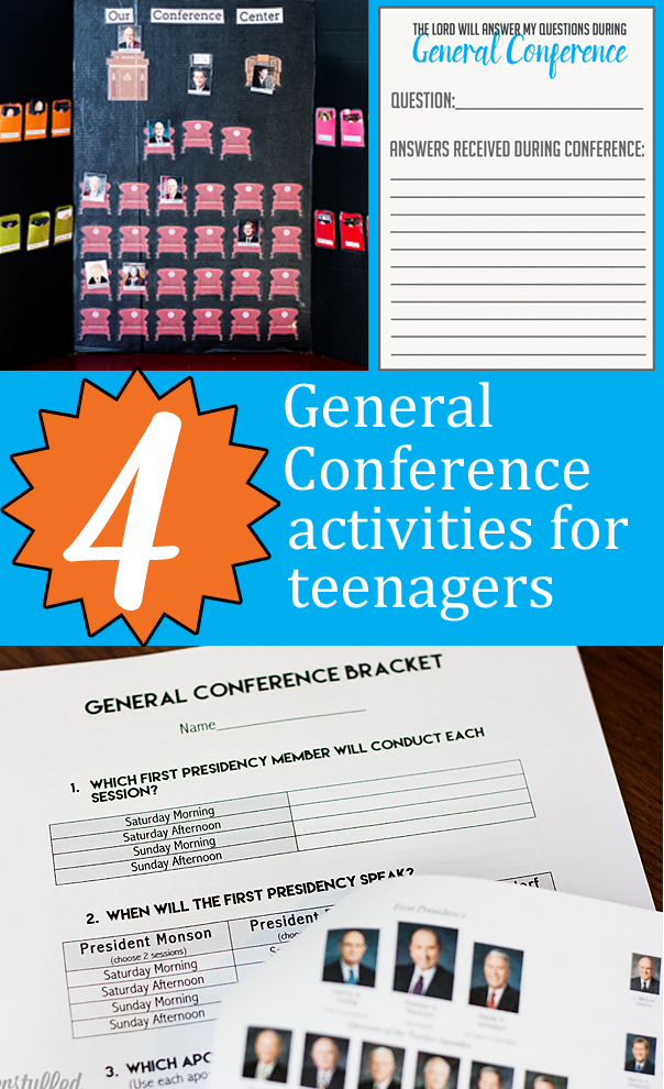 These are great ideas for General Conference and teenagers--when you want them engaged and excited but they have grown out of the primary packets. #overstuffedlife