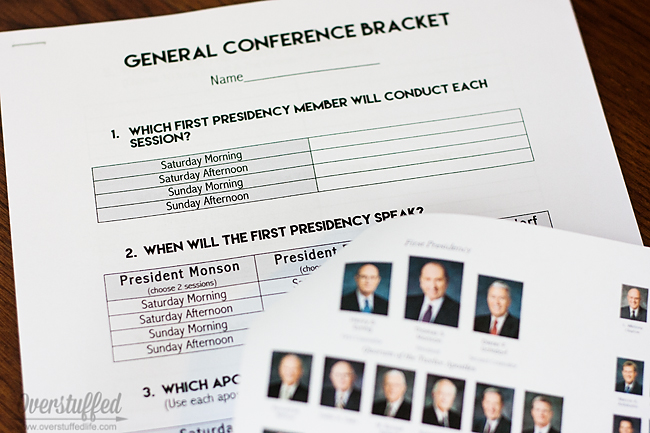 Make General Conference a little competitive with a bracket to fill out beforehand!