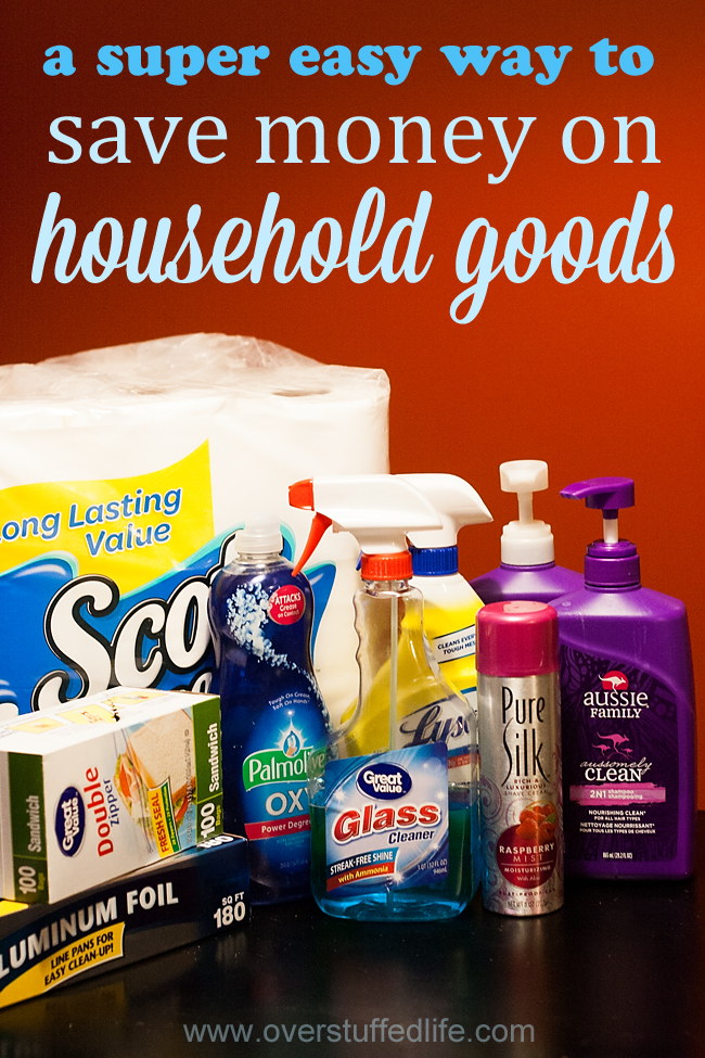 This checklist will help you save money on your household items--what could be easier? Plus a few other ways you can make shopping for household supplies easier and cheaper. #overstuffedlife