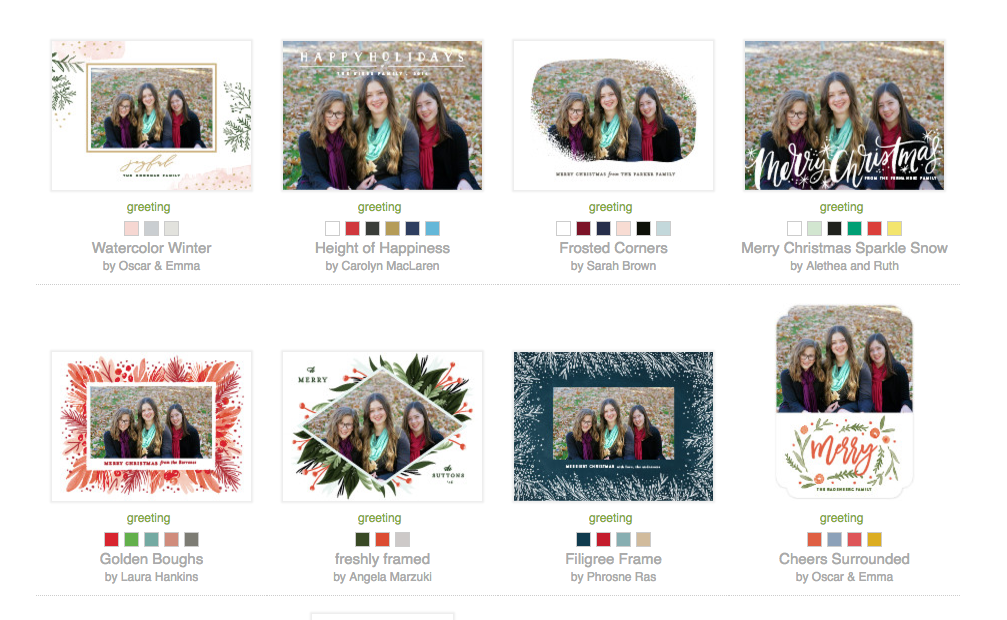 Minted allows you to see your photo in all cards at once.