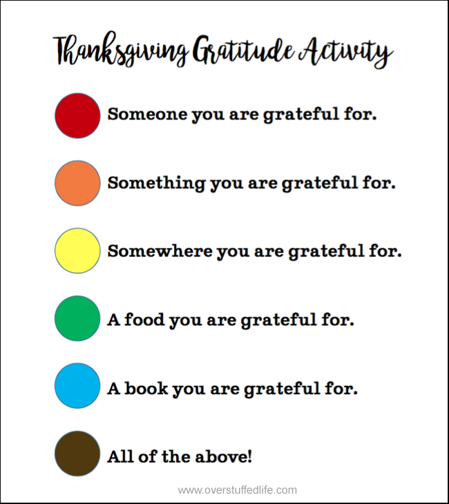 Fun Thanksgiving Gratitude Activity {free printable} Overstuffed Life