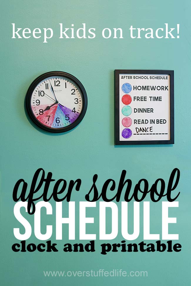 How to make an after school routine clock | after school schedule | color coded schedule for kids | easy schedule for kids to follow | free printable | kids who have variable schedules | erasable after school routine clock