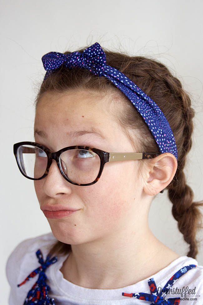 OshKosh blue floral headwrap with bow