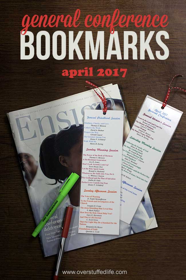 April 2017 General Conference study bookmark | study all of the talks from April 2017 LDS General Conference | visiting teaching idea for May 2017