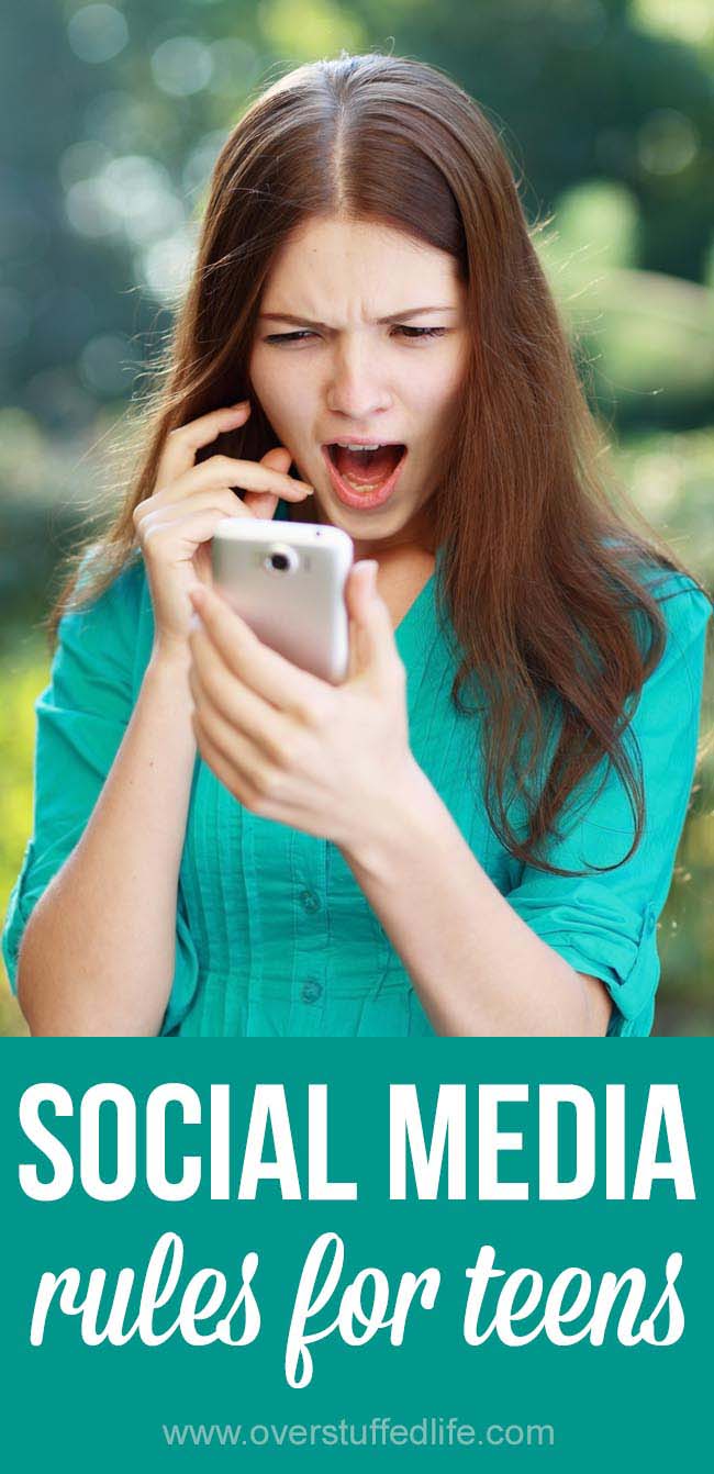 TEENS and SOCIAL MEDIA can be a scary combination. Use these SOCIAL MEDIA RULES FOR TEENAGERS  to help discuss social media usage with your kids and help them to be smart with what they post.