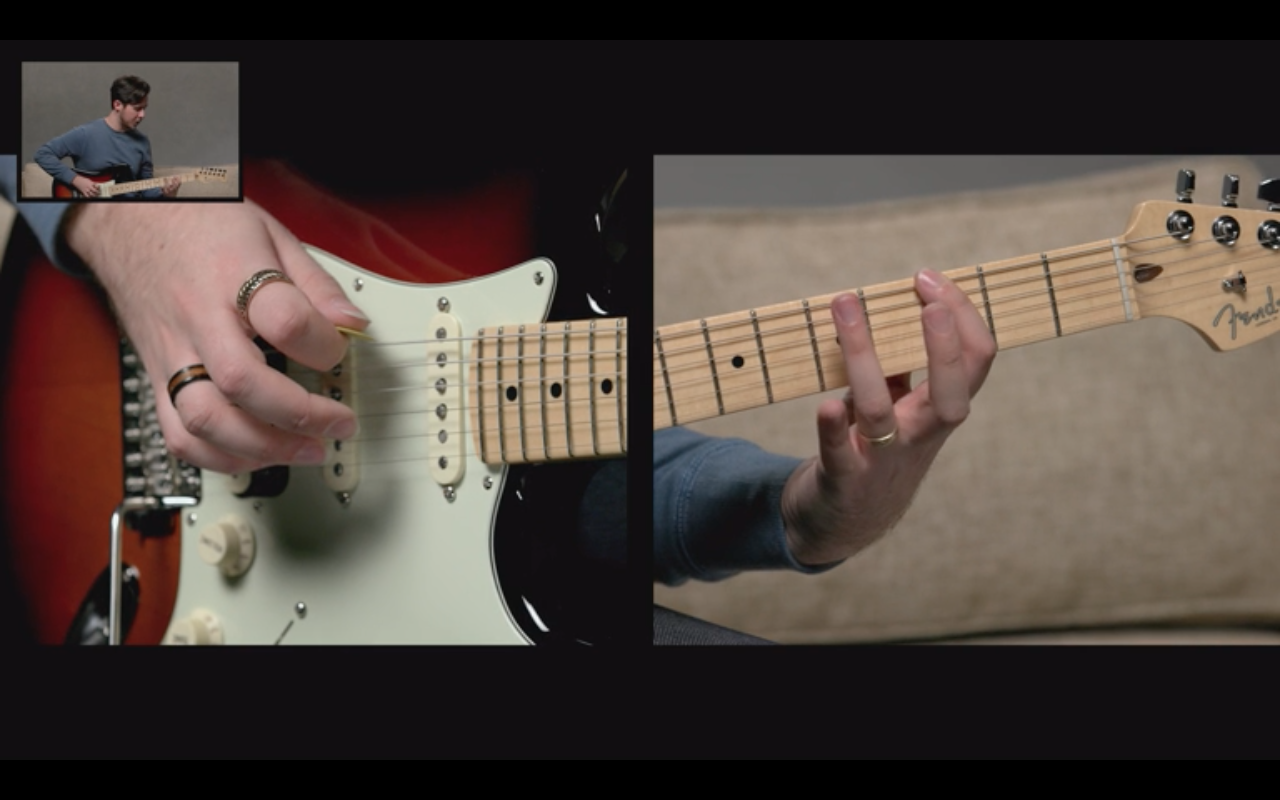 Fender Play's split screen technology makes it easier to learn to play the guitar online.