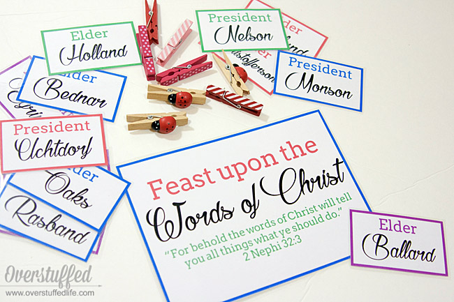 Use these printables to keep your kids interested in who is speaking during General Conference. Food motivates!