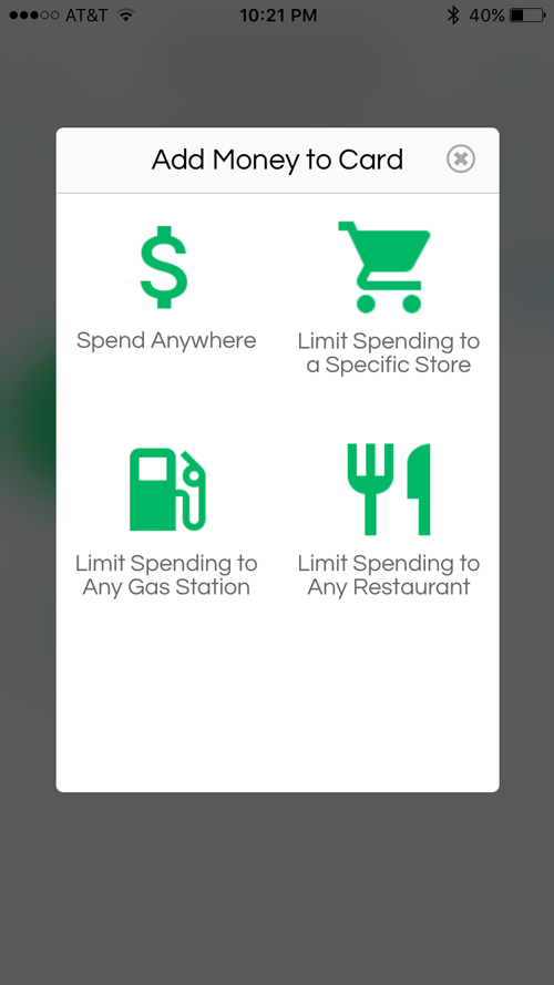 Greenlight app--how to add money to a card and designate spending category