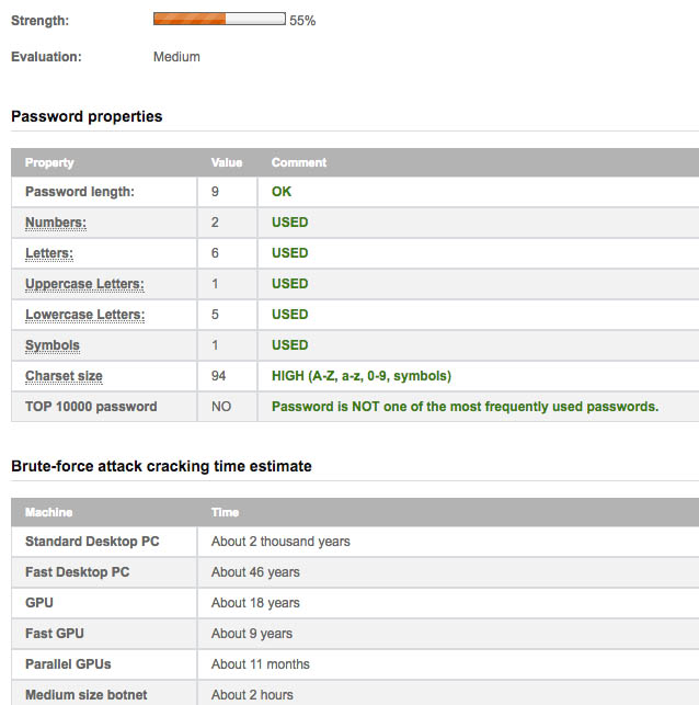 Medium security password example