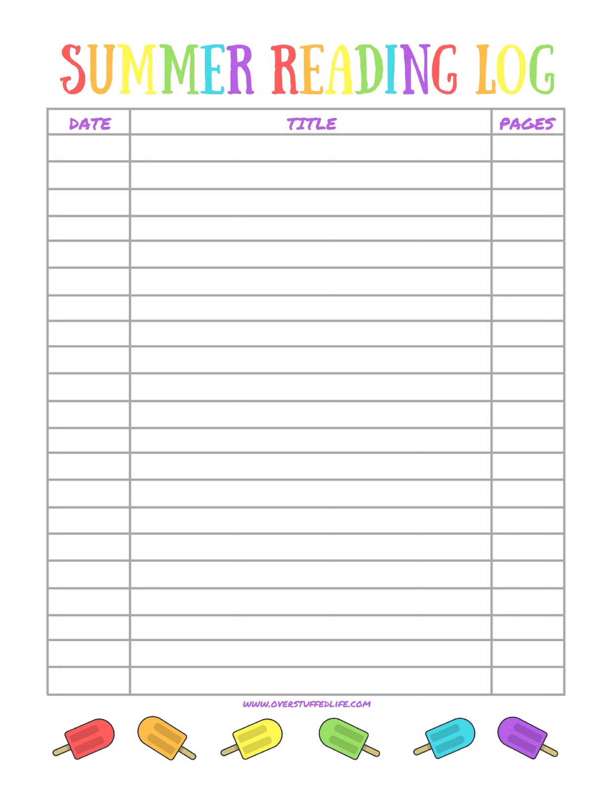 This free printable summer reading log will help your kids keep track of the books they read this summer.
