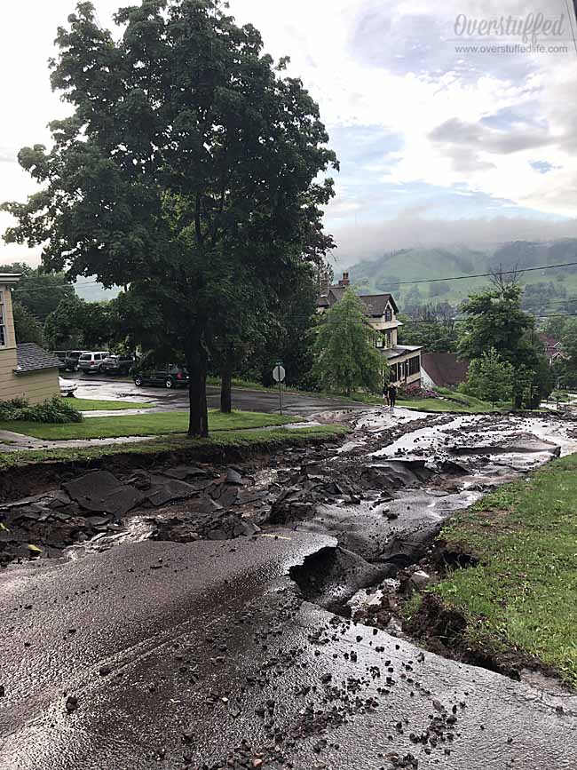 The damage looking down Agate Street from the Father's Day Flood