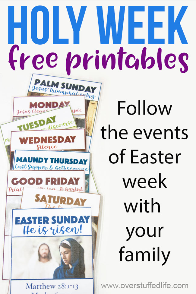 Holy Week free Easter printables—Follow the events of Easter week with your family by using these free printables. If you are looking for creative ways to teach the resurrection to your kids, these printables will help them better understand the Easter story. 