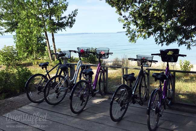 Biking around Mackinac Island is an inexpensive way to enjoy the island and see several sites. It only takes a couple of hours to bike the 8.2 miles around and is a favorite tourist activity.