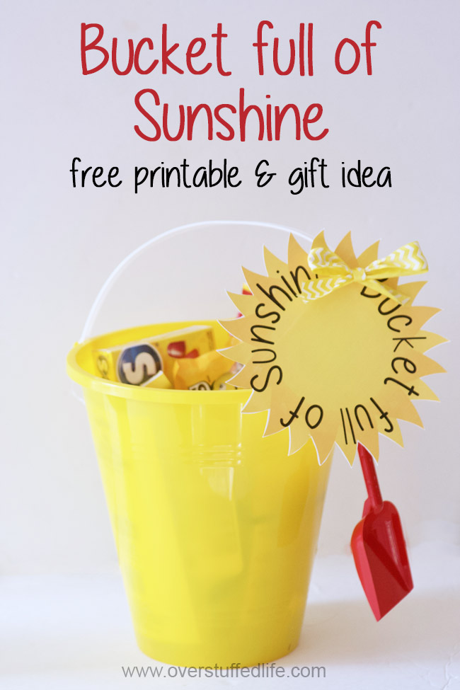 Download this FREE PRINTABLE and brighten someone's day with a bucket full of yellow goodies from the Dollar Store! Makes a great teacher appreciation gift or a just because gift for anyone!