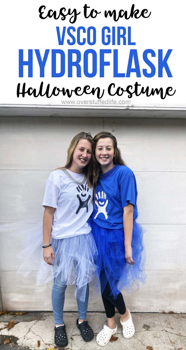 Does your teen daughter love the whole VSCO Girl movement? Make this easy DIY VSCO girl Hydroflask costume for an easy, fun, and unique Halloween costume this year!