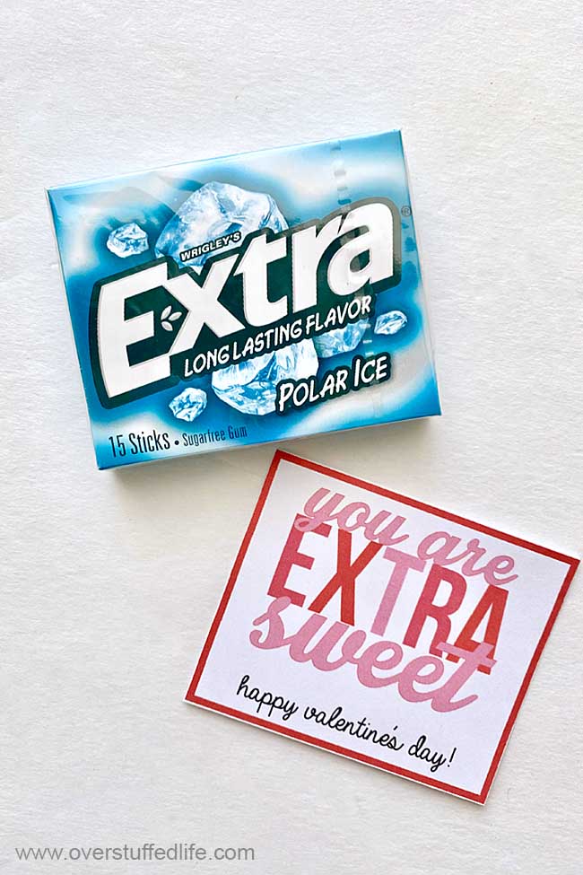 You are EXTRA sweet! A Valentine's Day printable for use with a package of Extra chewing gum.