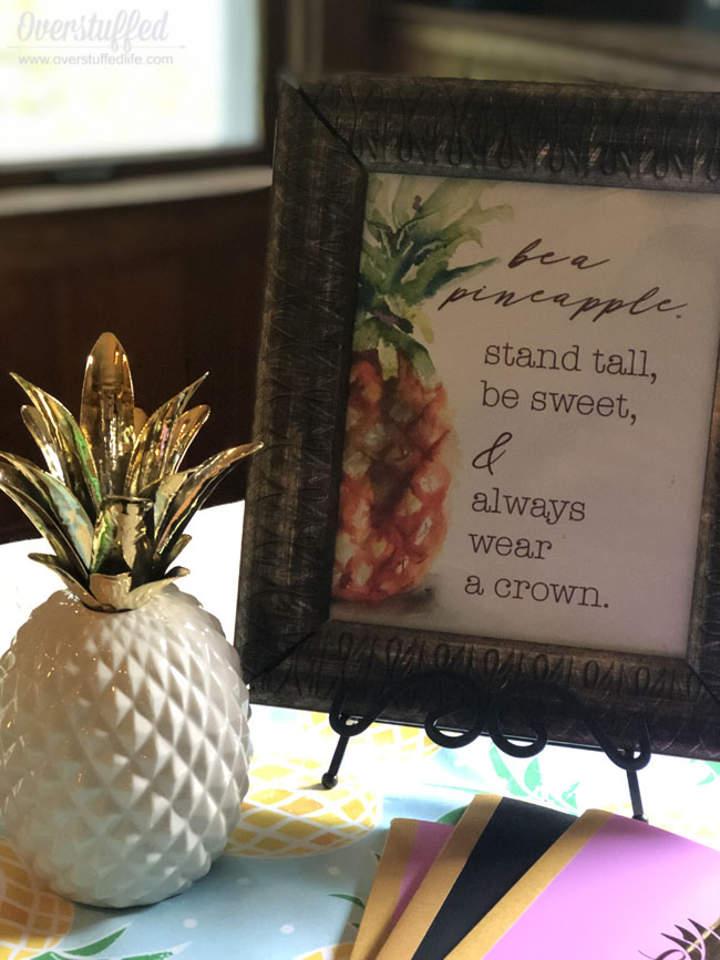 Back to School Feast and Family Theme: Be a Pineapple -Stand Tall, Be Sweet, and Always Wear a Crown.Download this free inspirational printable as a home decor item or for your own family theme!