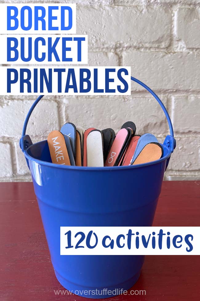 Got bored kids at home this summer? Use this free bored bucket printable to make a bucket filled with activities to keep them busy. via @lara_neves