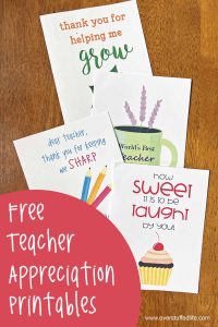 Cute Teacher Appreciation Cards: Free Printable - Overstuffed Life