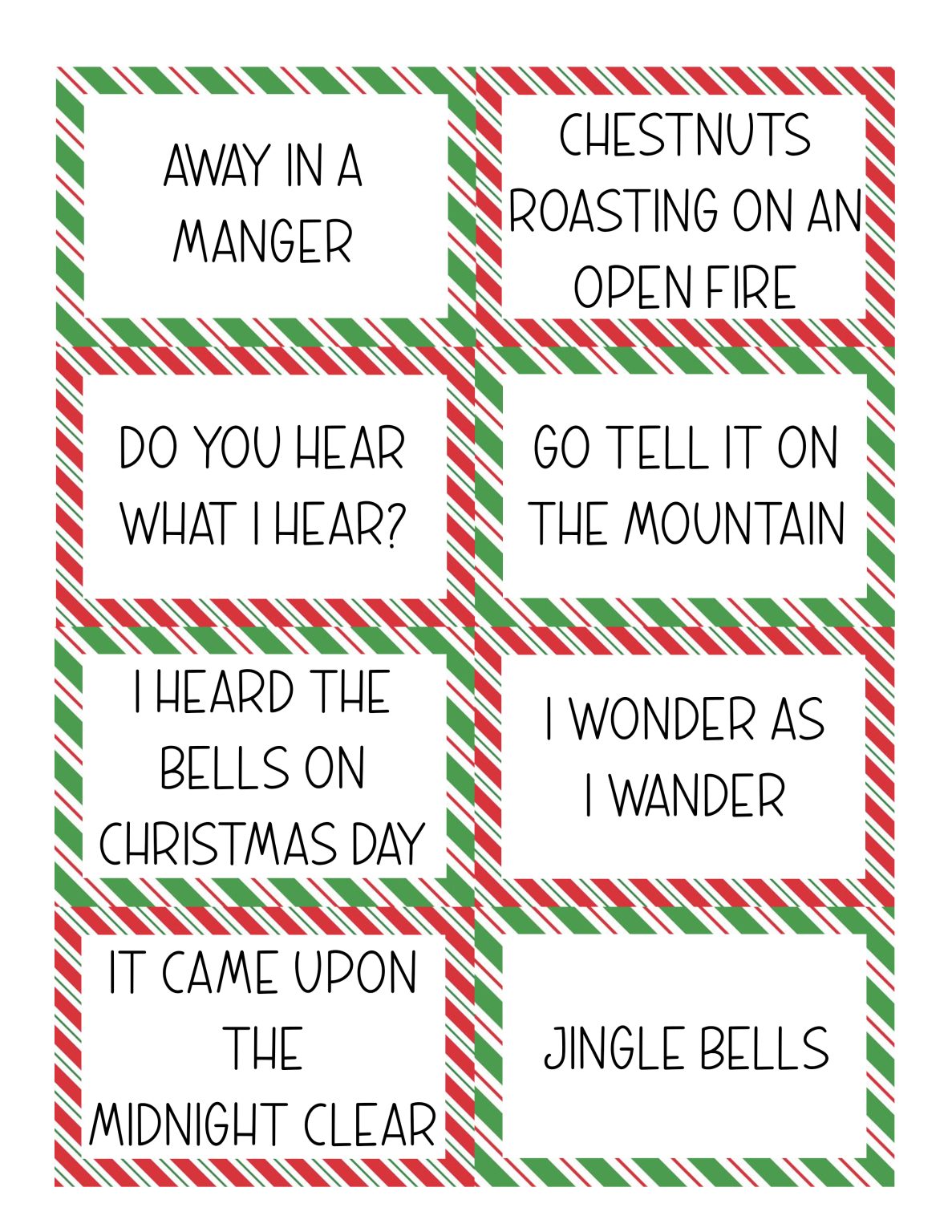 Christmas Song Charades: Free Party Game Printable - Overstuffed Life