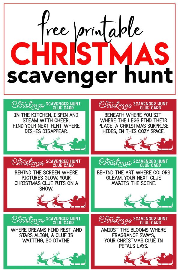 Free Printable Christmas Scavenger Hunt Clues - Overstuffed Life